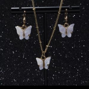 White Butterfly Necklace